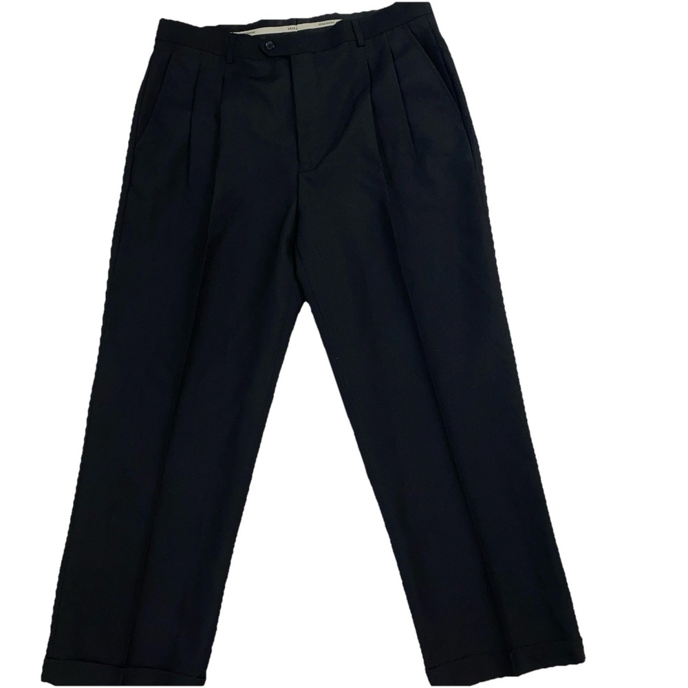 Lucci Italiana Collezione Mens Dress Pants Black Double Pleated Italy 36X28